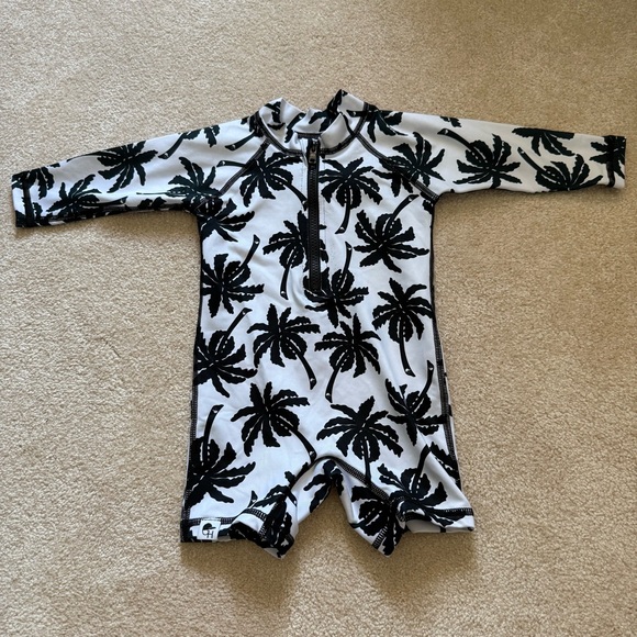 George Hats Long Sleeve Black and White Palm Tree Sun Suit - Picture 2 of 5